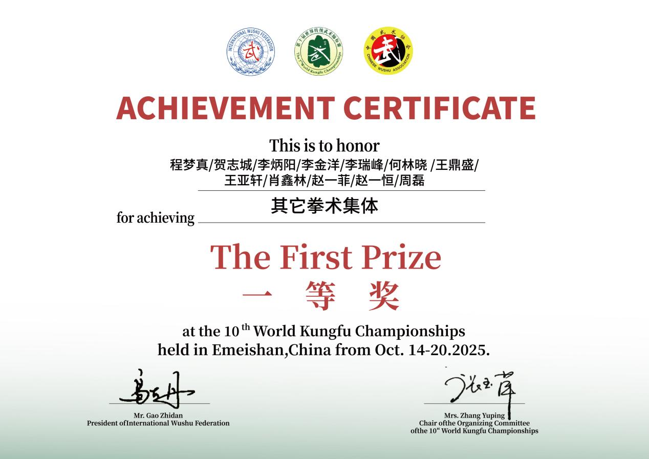 安阳工学院在第十届世界传统武术锦标赛中获得佳绩